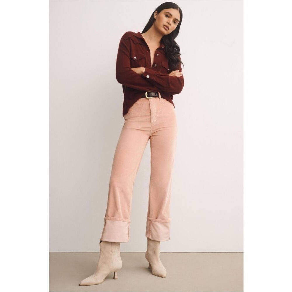 Pilcro The Scotty Cuffed High-Rise Straight-Leg Corduroy | Peach | SZ 27 M26